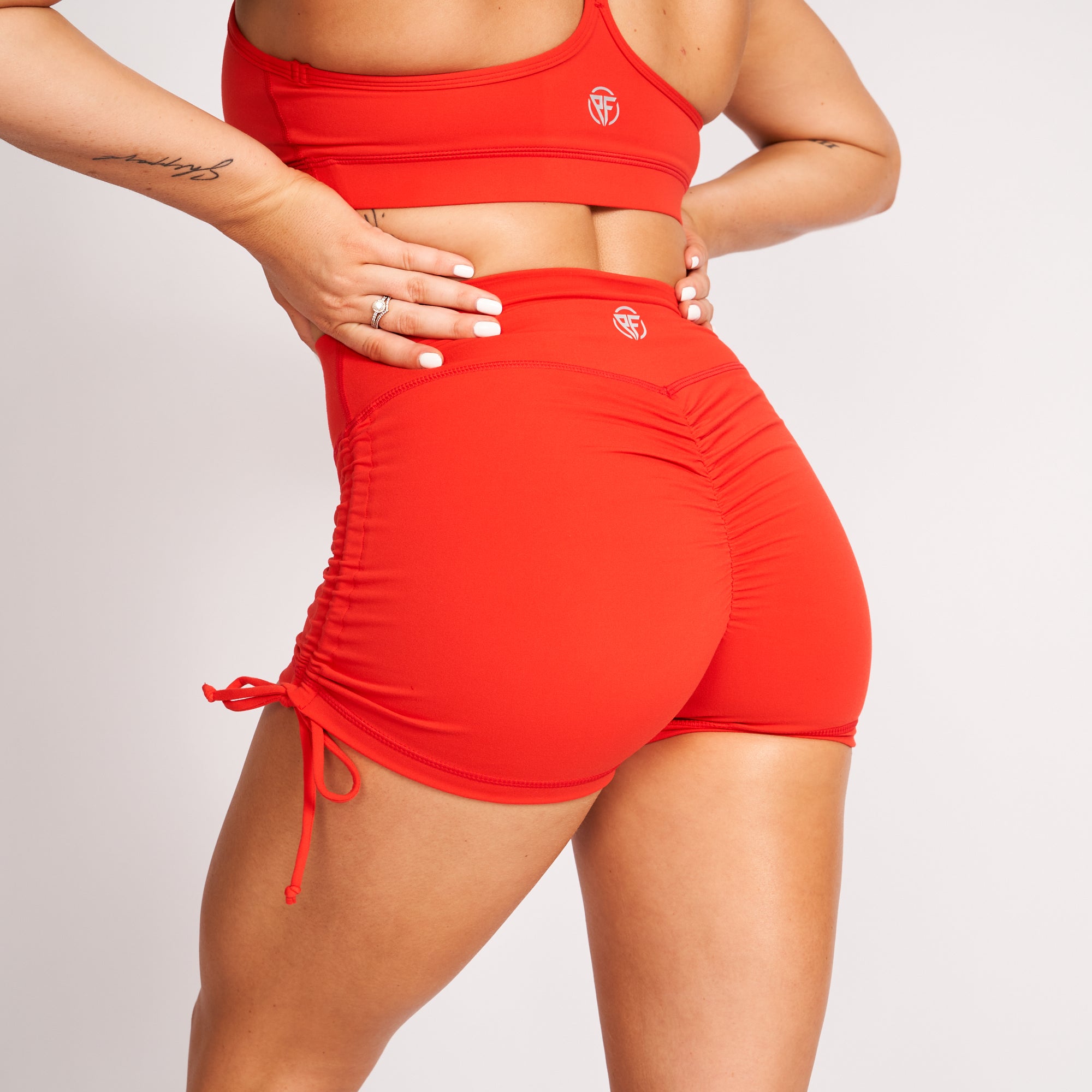 Contour Scrunch Booty Shorts - Red