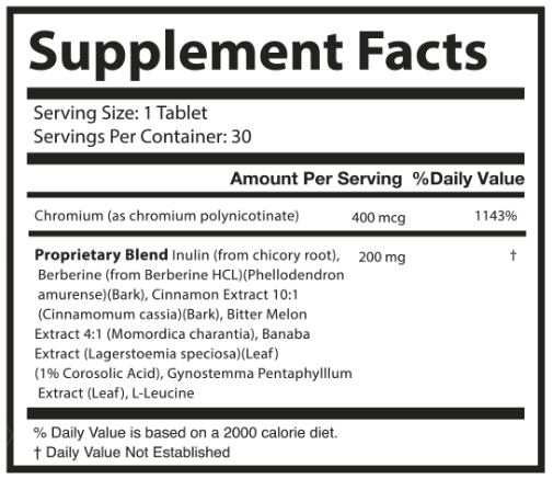 GlycoFree Supplement Facts